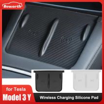 Drahtlose Lade Silikon Pad Für Tesla Modell 3/Y Carbon Faser Zentrale Steuerung Ladegerät Schutz Abdeckung Nicht-Slip Matte zubehör