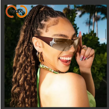 2024 neue Stil integrierte vierzackige Stern Sonnenbrille, rahmenlose UV-Schutz Mode Sonnenbrille.