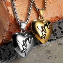 Broke Heart Men Necklaces With Pendant Stainless Steel Couple Jewelry For Male Women Punk Hip Hop Accessories Gifts Wholesale