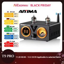 AIYIMA-Amplificador de tubo T9 PRO HiFi con Bluetooth, medidor VU, Amplificador DE POTENCIA ESTÉREO, USB, DAC, coaxial, OPT, Audio para el hogar, 100Wx2