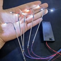 2–50 Stück 3 V Modell-Straßenlaterne, 1/64 Ho TT Z-Maßstab, kaltweiß, 2-Kopf-LED, simuliertes Autobahn-Dekor, Modelleisenbahn-Layout