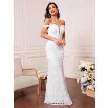 Mgiacy V-Ausschnitt Spitze Gürtel Fischschwanz Kleid Abendkleid Ballkleid Party kleid Brautjungfer kleid