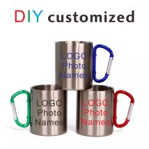 DIY-Druck 300-ml-Tasse, individuelle Edelstahlbecher mit Haken, Ihr Logo, Fototext, kreativer Kaffeewanderer, Outdoor