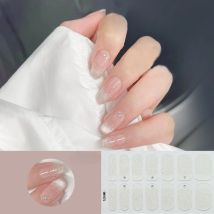 Sky Blue Gradient Nail Stickers 3D Fresh Flowers In Summer Nail Stickers Bake Free Gel Nail Sticker Slider Full Cover Decal