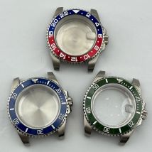 40-mm-GMT-Uhrengehäuse, Keramiklünette, geeignet für NH35, NH36, ETA2824, 2836 Uhrwerke, Edelstahl.