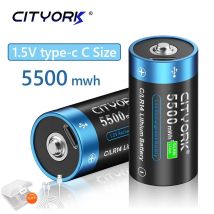 CITYORK 1,5 V R14 LR14 Akku C-Batterien Li-Ion Typ-C USB-Aufladung für Taschenlampe Gaskocher 100 % Original
