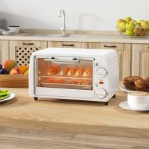 HOMCOM forno elettrico da tavolo 10 litri 750W 36,5x26x22 cm bianco