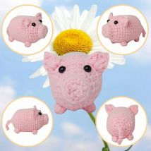 Einzigartiger, heilender rosa gestrickter Schweineschlüsselanhänger, handgefertigt gehäkelt mit süßem Aussehen. Die kleine Größe nimmt keinen Platz auf, geeignet