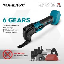 YOFIDRA Bürstenloses oszillierendes Multitool, kabellose Vibration, Holzbearbeitung, Elektrowerkzeug, elektrische Trimmersäge für 21 V 18 V Akku