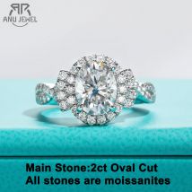 Anu jewel 2ct oval geschnitten d Farbe Moissan ite Halo Verlobung ringe 18 Karat vergoldet Luxus Ehering Ringe Schmuck Großhandel