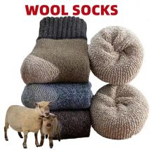 5Pairs/Men's Winter Warm Merino Wool Socks for Men Women's Mid-tube Socks Super Thick Warm Wool Cold Snow Towel Socks EU38-46