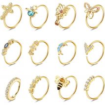 Drperfect 1Pc 20G Nose Rings Hoop for Women Men Surgical Stainless Steel Dangle Nose Ring Cartilage Earring Piercing Jewelry