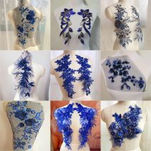 1 Pc White Bead Lace Flowers Patch For Wedding Dress Decor Accessory Diy Craft
