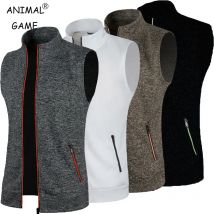 Neue Herren Reiß verschluss ärmellose Jacke Mäntel Outdoor Roll kragen Sweatshirts einfarbige Streetwear Weste Männer Sport Sport Tops
