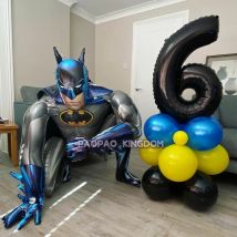 Juego de Globos de papel de aluminio con número de Batman en 3D, decoración para fiesta de cumpleaños de Batman Spiderman, suministros para Baby Shower, Globos