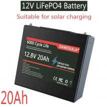 New 12V LiFePO4 Battery 6000+ DeepCycle Rechargeable Battery 20Ah With 30A BMS For Solar Wind Power E-motor E-bike