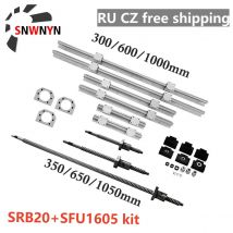 Linearschiene SBR20 + SFU1605 Kugelumlaufspindelsatz: SBR20-300 600 1000 mm + SFU1605-350 650 1050 mm + BK/BF12 & Kupplung & Mutterngehäuse für CNC