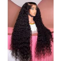 30 40 Zoll lockige Perücken 13x6 HD transparente Spitze Frontal Echthaar tiefe Welle Frontal Perücke 250 % Dichte rohes Haar brasilianisch für Frauen