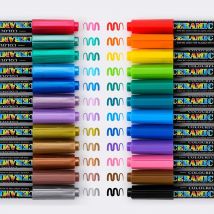 12/24 Farben Hochtemperatur-Ofen-Keramik-Markierungsstift-Set, Acryl-Farbstifte für Stein, Stein, Glas, Holz, extrafeiner Pinsel