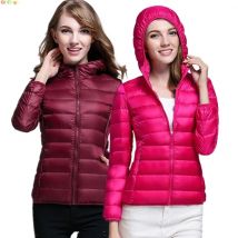 Piumino invernale leggero da donna con cappuccio, rosso blu kaki verde disponibile, taglia europea S-XXL, cappotti da donna