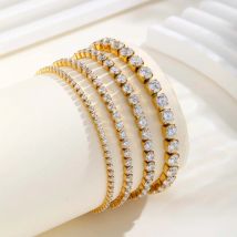 Klassisches Charm-Tennisarmband für Damen, AAA-Zirkon-Edelstahl-Kettenarmband, Hochzeit, Geburtstag, Party, Schmuck, wasserdicht