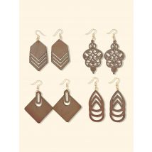 4-teiliges böhmisches Ohrring-Set – geometrische, exquisite, ausgeschnittene Anhänger-Ohrringe, geeignet für Damen-Modeschmuck-Ohrringe