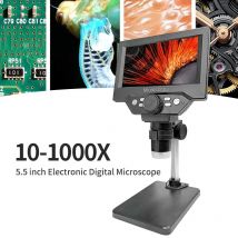 Microscopio digitale LCD da 5,5" Lente d'ingrandimento per microscopio a moneta 1000X 1080P con supporto per microscopio per saldatura per riparazioni elettroniche