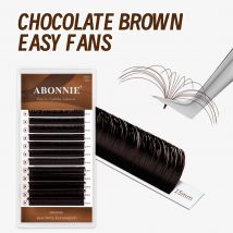 ABONNIE Chocolate Brown Easy Fan Lashes C CC D Curl Volume Extensions Brown Mega Blooming Fans Wimpernverlängerung Cilios