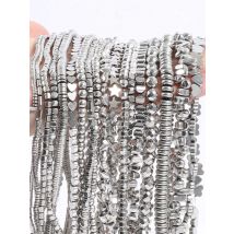 A+Natural Hematite Stone Beads Silver Color Irregular Round Heart Cube Hematite Loose Spacer Beads For Jewelry Making Wholesale