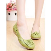 BEYARNE   Genuine Leather Shoes Women Butterfly-knot Loafers Women Flats Ballet Autumn Winter Casual Flat Shoes Woman Moccasins