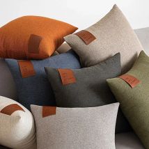 Leder Label Spleißen Kissenbezug Luxus Dekokissen Fall Nordic Stil Für Home Sofa Bett Wohnzimmer Dekorativ