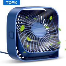 Mini przenośny wentylator TOPK, wentylator biurkowy USB, cichy wentylator osobisty z 3 prędkościami