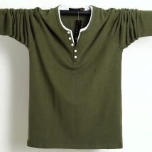 2025 Autumn Men T Shirt Button Big Tall Cotton Long Sleeve T Shirts Men Big Size Casual T-Shirt Solid 5xl 6xl Fit Tee Top Male