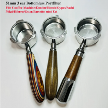 51 mm 3-Ohr-Kaffeegriff für Donlim/Homix/Gypas/Sachi/Nikai/Hibrew/Oster/Barsetto Mini Naked Portafilter mit 1/2/4 Tassenkorb