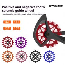 ENLEE Deragliatore posteriore per bicicletta Dente positivo e negativo Ruota guida in ceramica Mountain Road Bike 10/12/14/16T Ruota guida