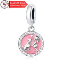 Neuer Stil aus 925er-Sterlingsilber, rosa Mädchen mit Haustier-Anhänger, Perlen für original feine Armbänder, Charms für Damen, Schmuck, Geschenk