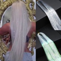 Synthetisches funkelndes glänzendes Haar-Lametta, langer bunter Strang, Mädchen-Hippie-falsche Haarverlängerung für Frauen, Dekor, Glitzer-Streifen, Cosplay