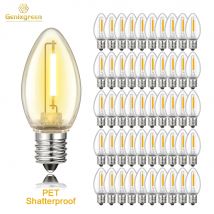 50PCS C7 LED Glühbirnen Kunststoff Bruchsicher E12 Kandelaber Basis 1W Gleich zu 10W Ersetzen Glühbirne für Outdoor Decor Lichterketten