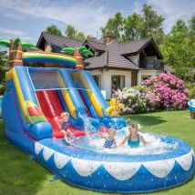 Kommerzielle aufblasbare Seestern-Wasserrutsche, PVC-Material, Hüpfhaus mit Wasserrutsche und 1100 W Luftgebläse, 21 Fuß/6,4 m