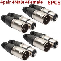 Spina per cavo Audio per microfono da 8 pezzi 4 maschio 4 femmina 3pin connettore per microfono