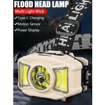 COB LED Induction Headlight 5 Lighting Modes USB Rechargeable Headlamp Adjustable 90° Torch Outdoor Camping Fishing Front Light