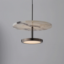 Luxury Black Round Natural Stone Pendant Lamp High-end Bedroom Bedside LED Chandelier Living room Decoration Home Hanging Lights