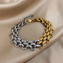 Greatera Niche Handgefertigtes geflochtenes Herrenarmband aus Titanstahl, klassisches Kontrastfarben-Design, wasserdichter Kettenarmreif für Damen