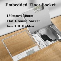 130mm x 130mm marmo argento UE domestico incorporato spina di terra in acciaio inossidabile presa di corrente spina a pavimento piatto nascosta UN/IT/Corea/BR