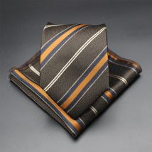 Modisches 8-cm-Krawatten-Einstecktuch-Set, gestreifte Krawatte, Anzug-Accessoires, passend für formelle Party- und Urlaubsgeschenk