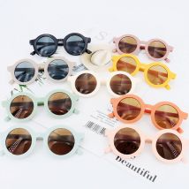 Baby Boys Girls Cute Cartoon Bear Shape Fashion Round Glasses Children Vintage Sunglasses UV Protection Classic Kids Eyewear