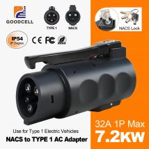 GOODCELL Tesla auf J1772 Adapter Hochgeschwindigkeits-Ladeadapter 32A 7,2 kW für Tesla Cars Chargig 110V ~ 250V Tesla auf Type1 mit Schloss