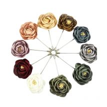BoYuTe (10 Pieces/Lot) High Quality Handmade Fabric Flower Rose Lapel Pin Brooch Men Classic Wedding Boutonniere 16 Solid Colors