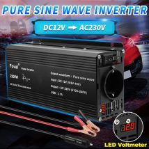 Inverter a onda sinusoidale pura DC 12V a AC 220V 230V 1500W/2200W/2600W Convertitore di trasferimento di tensione Presa universale UE Accessori auto