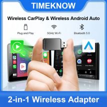TIMEKNOW nowy bezprzewodowy adapter CarPlay bezprzewodowy adapter Android Auto 2 w 1 dla Mazda Subaru Citroen Audi Mercedes Kia Ford Opel